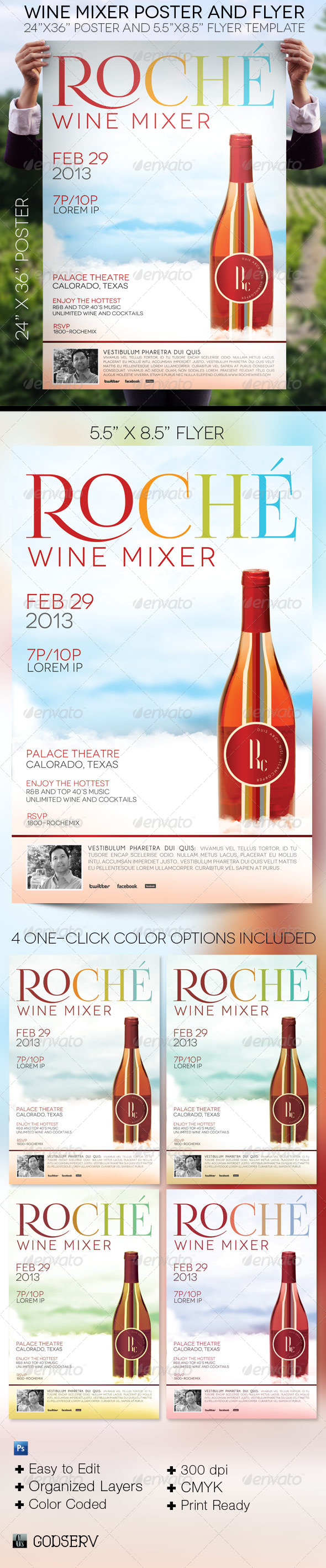 Wine Mixer Poster and Flyer Template