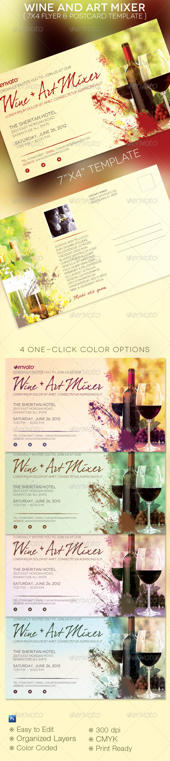 Wine and Art Mixer Flyer Template
