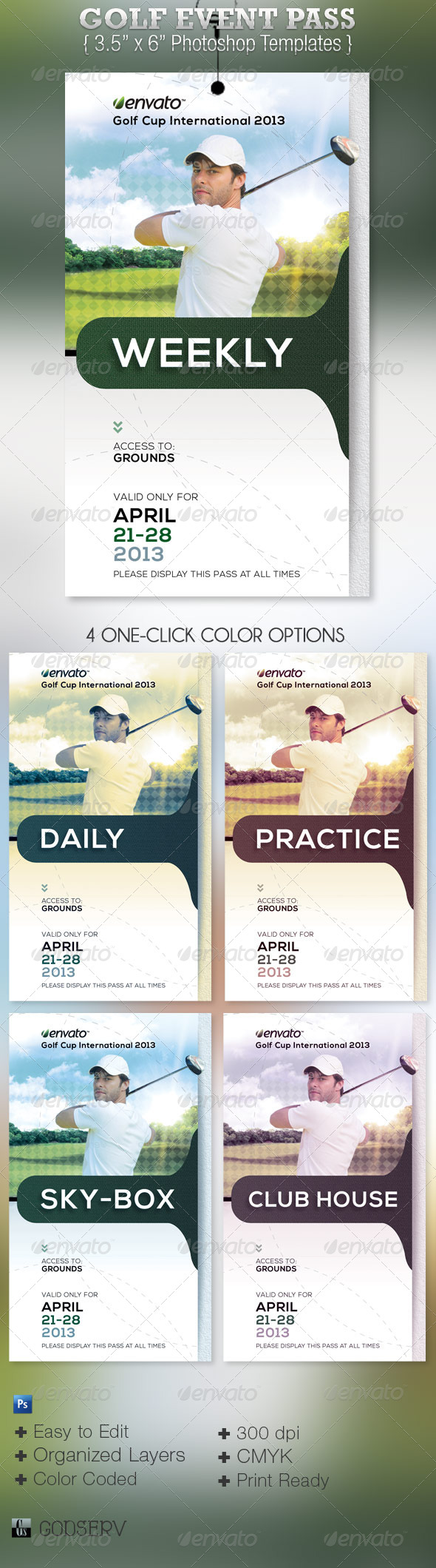 Golf Event Pass Template