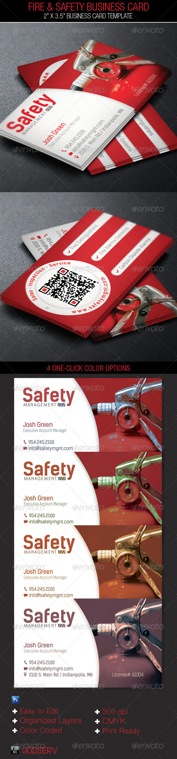 Fire and Safety Service Business Card Template