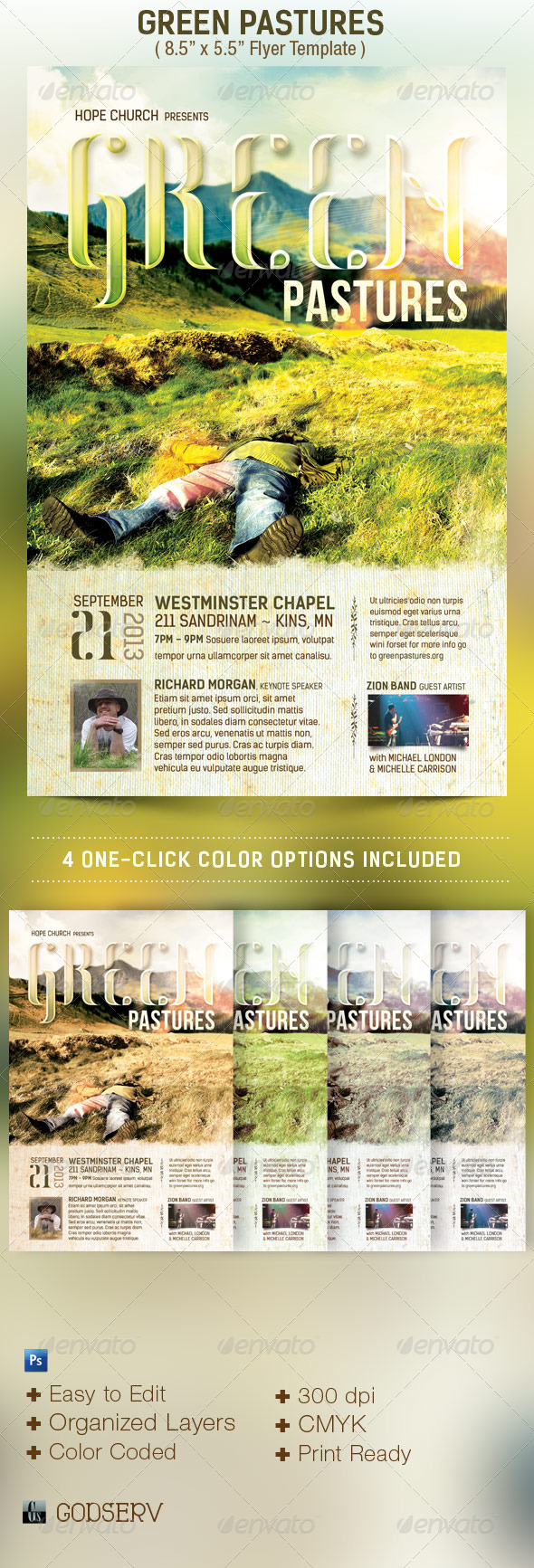 Green Pastures Church Flyer Template