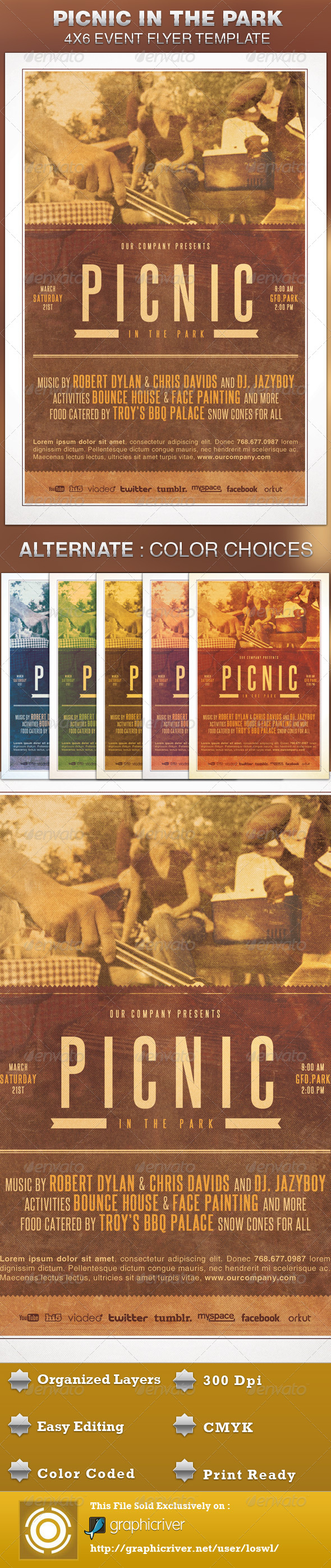 Picnic in the Park Event Flyer Template