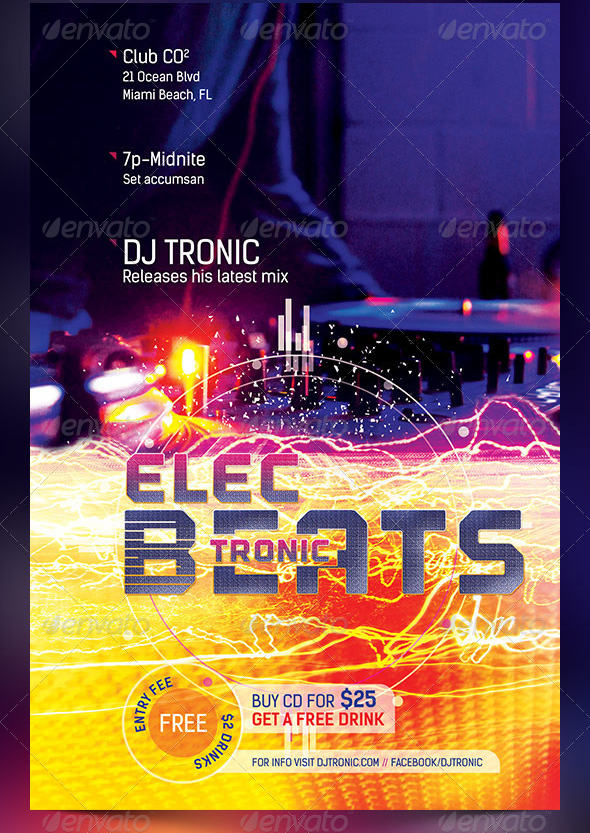 Electronic Beats Album Release Flyer Template