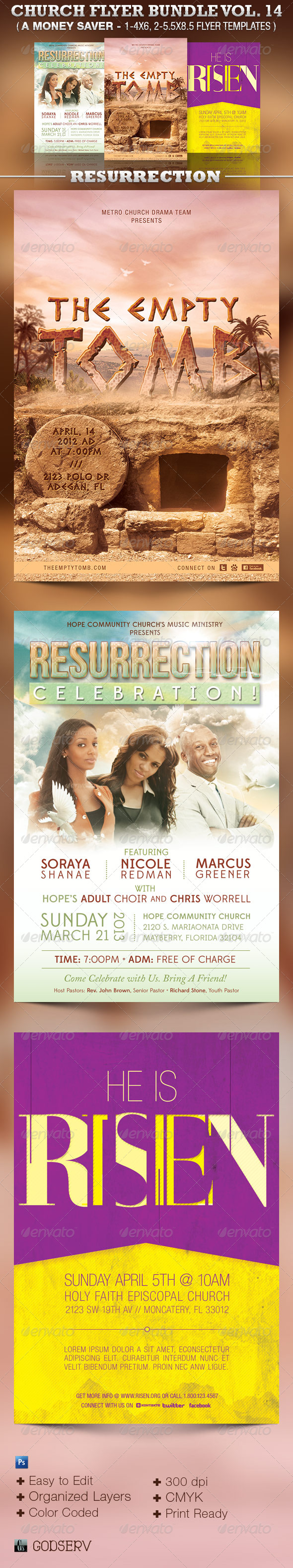 Church Flyer Template Bundle Vol 14: Resurrection