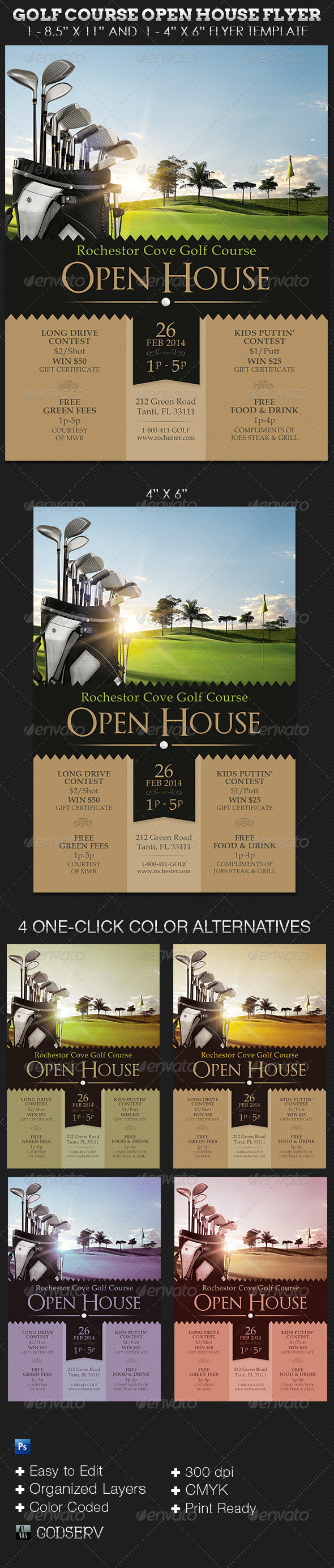 Golf Course Open House Flyer Templates