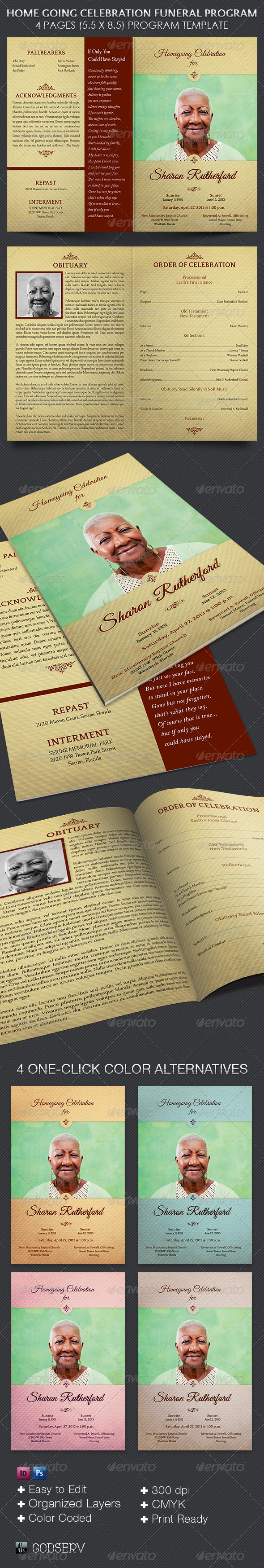 Home Going Funeral Program Template