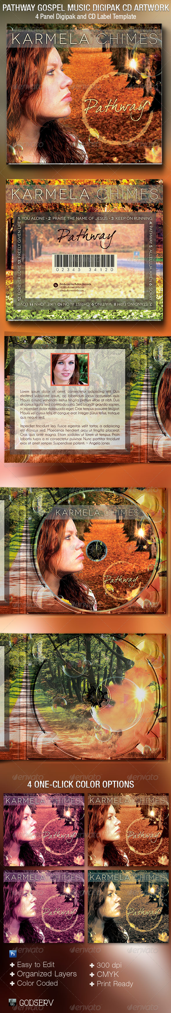 Pathway Gospel Music 4 Panel Digipak CD Template