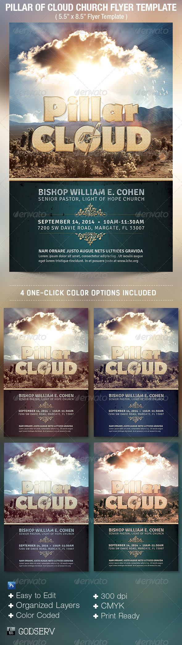 Pillar of Cloud Church Flyer Template