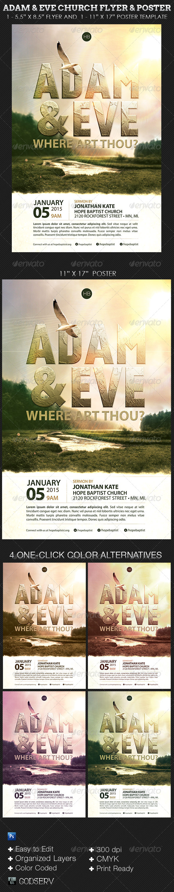 Adam and Eve Flyer and Poster Church Template