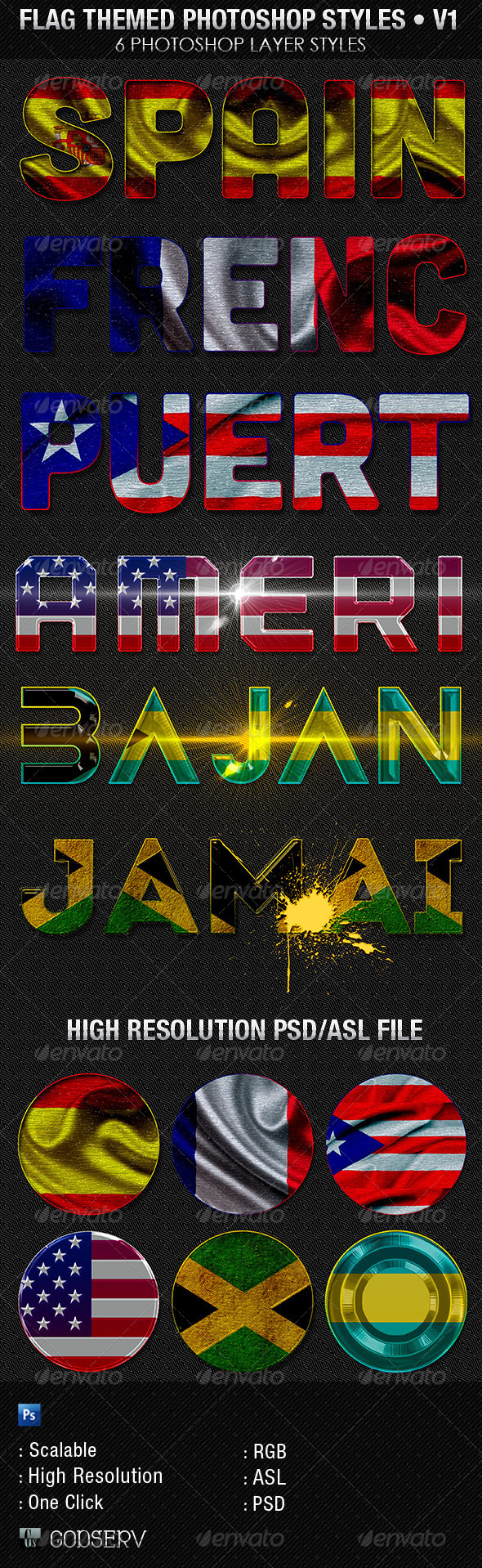 Flag Themed Photoshop Text Layer Styles – V1