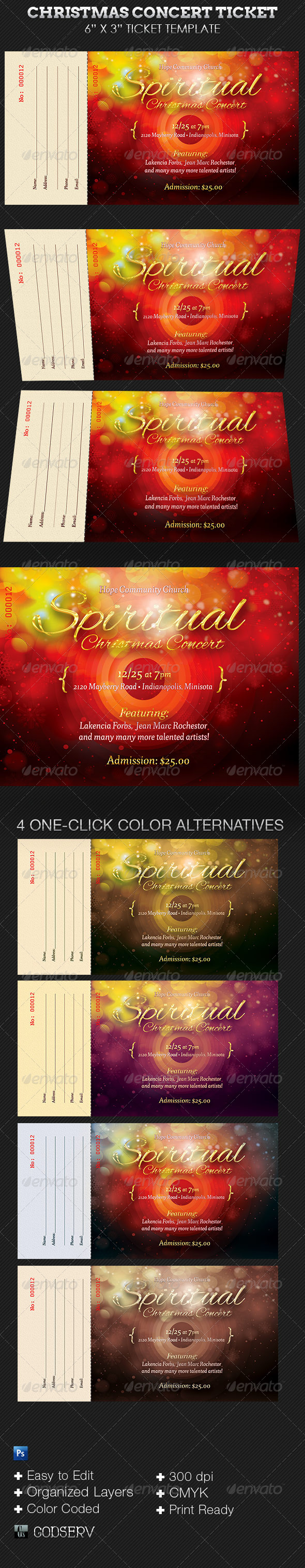 Spiritual Christmas Concert Ticket Template