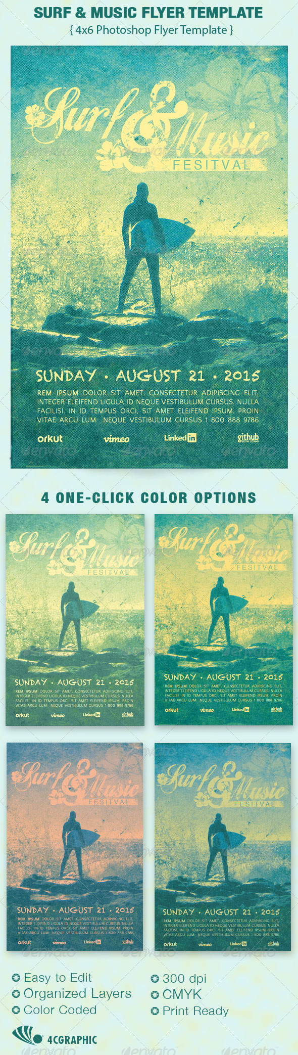 Surf and Music Flyer Template