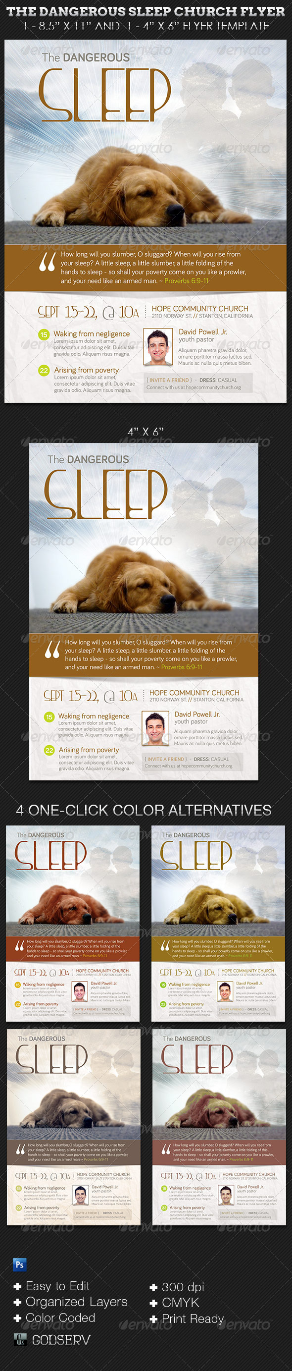 The Dangerous Sleep Church Flyer Template