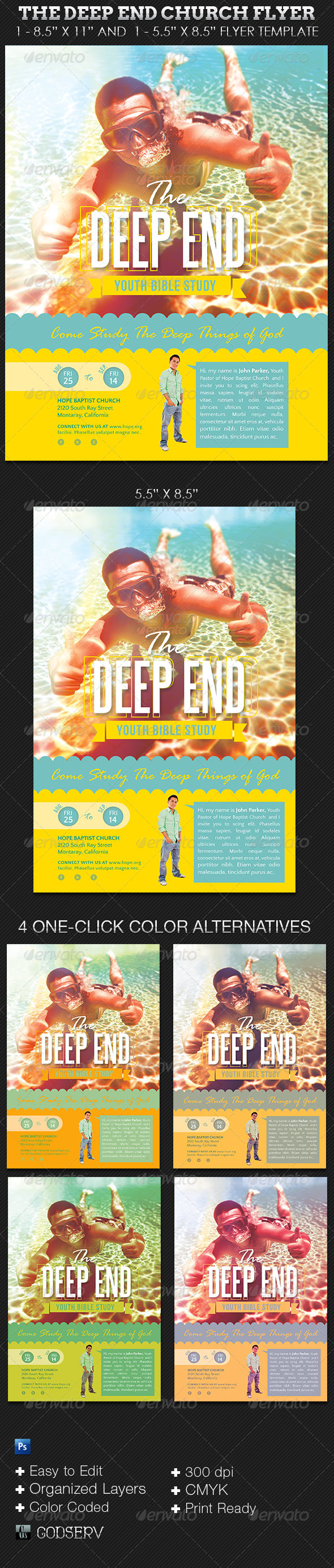 The Deep End Youth Church Flyer Template