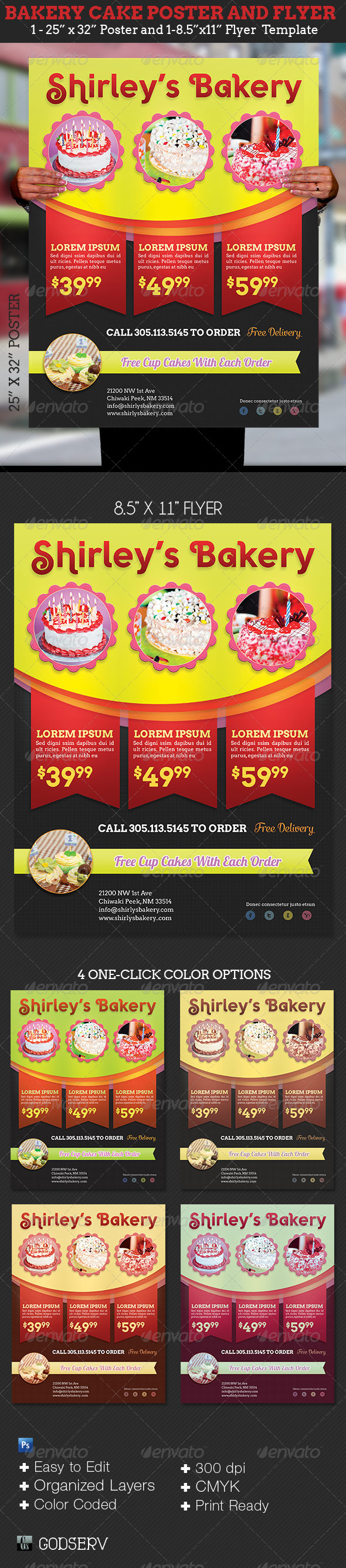 Bakery Cake Flyer and Poster Template