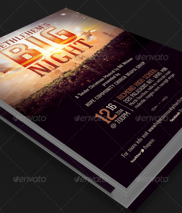 Bethlehem Christmas Play Church Flyer Template