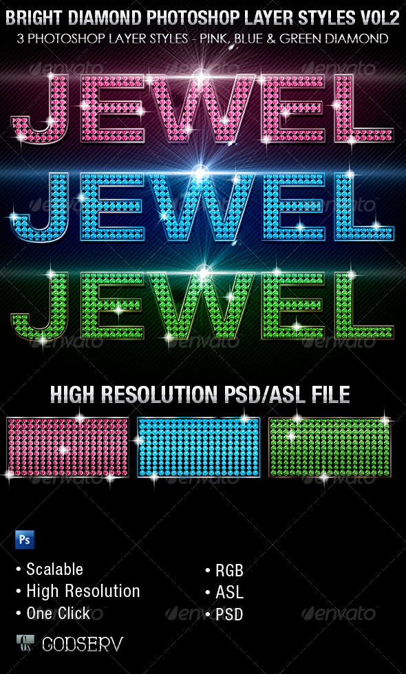 Bright Diamond Photoshop Layer Styles Vol 2