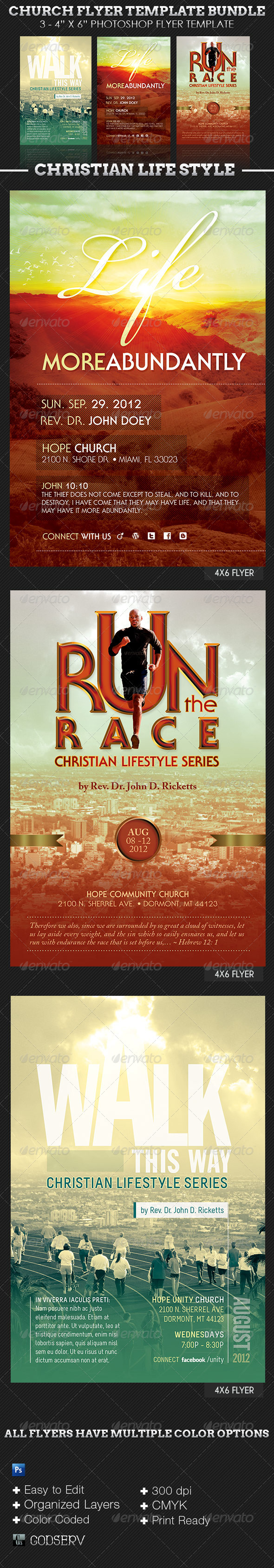 Church Flyer Template Bundle: Christian Lifestyle