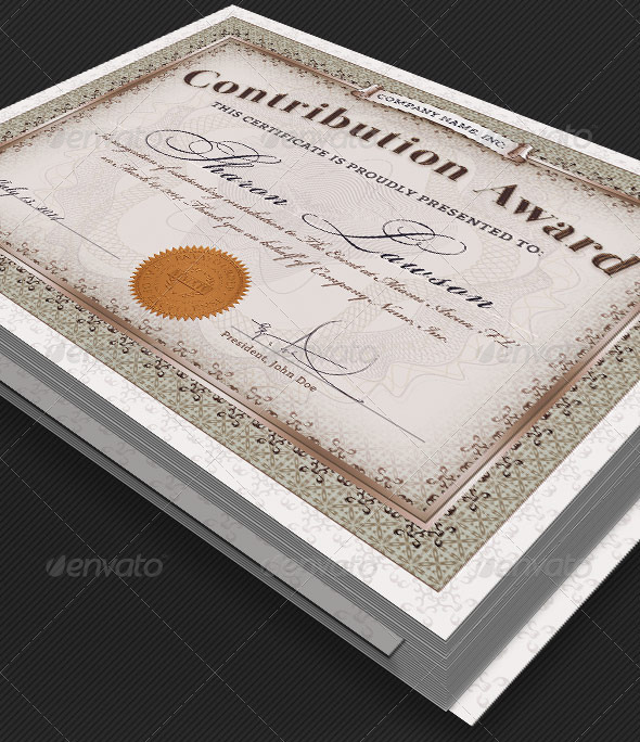 Contribution Award Certificate Template