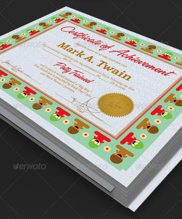 Nursery Potty Trained Certificate Template