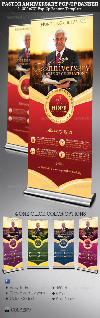 Pastor Anniversary Pop-Up Banner Template