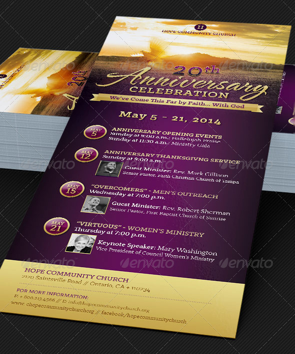 Church Anniversary Events Rack Card Template