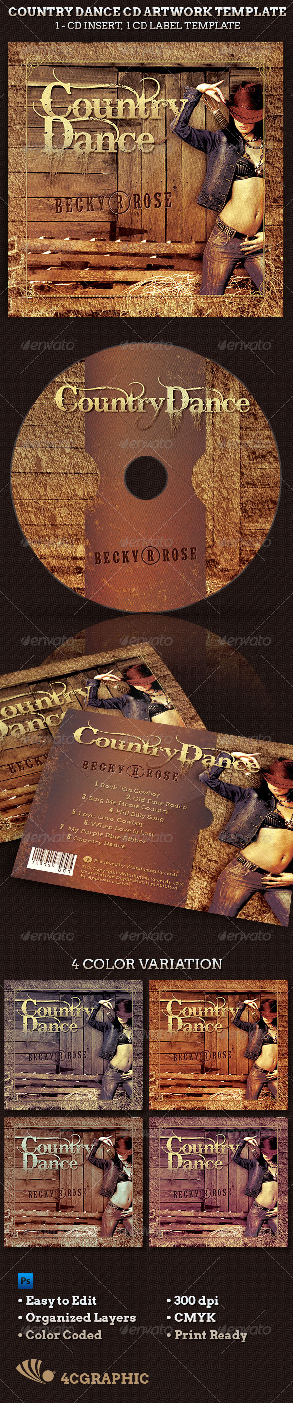 Country Dance Music CD Artwork Template