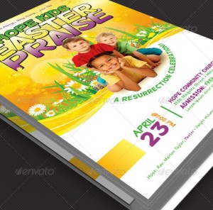 Kids Easter Praise Church Flyer Template