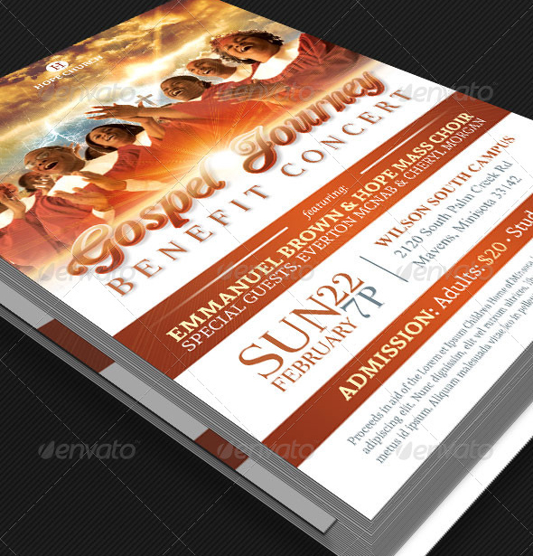 Gospel Benefit Concert Church Flyer Template