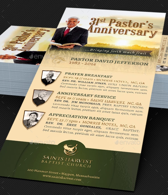 Pastor Anniversary Rack Card