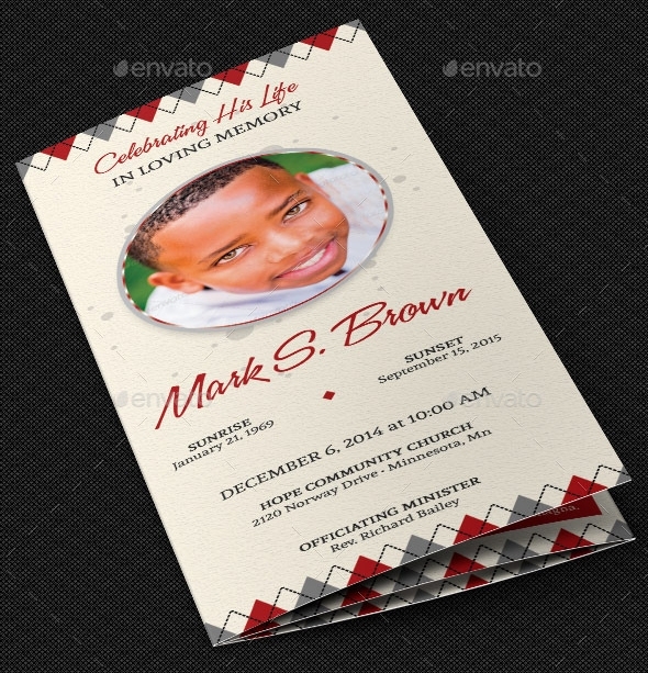 Argyle Tri-fold Funeral Program Template