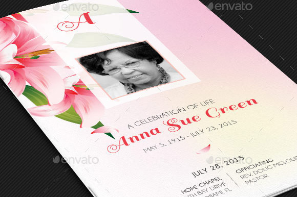 Petals Funeral Program Template