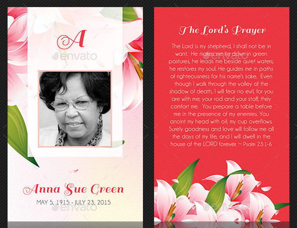 Petals Funeral Stationery Template Set
