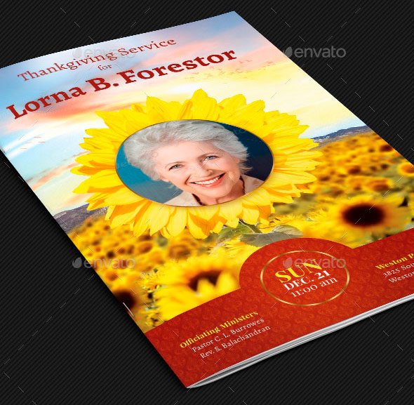 Sunflower Funeral Program Template