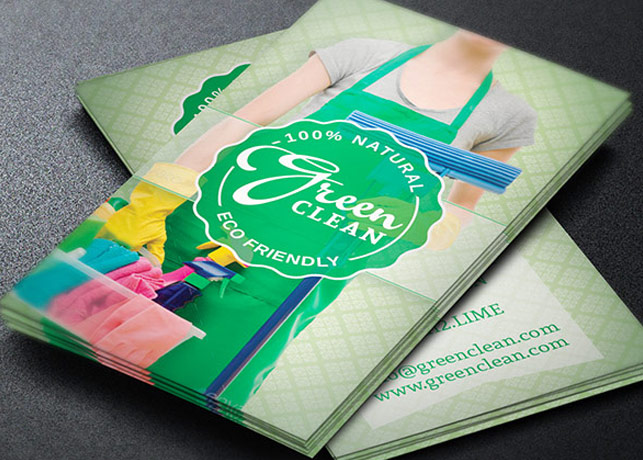 Green Cleaning Service Business Card Template