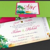 Wedding Hawaiian Boarding Pass Invitation Template