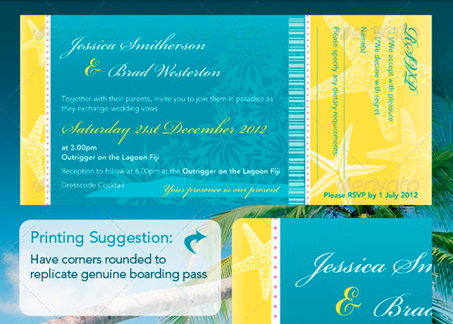 Beach Style Boarding Pass Invitation