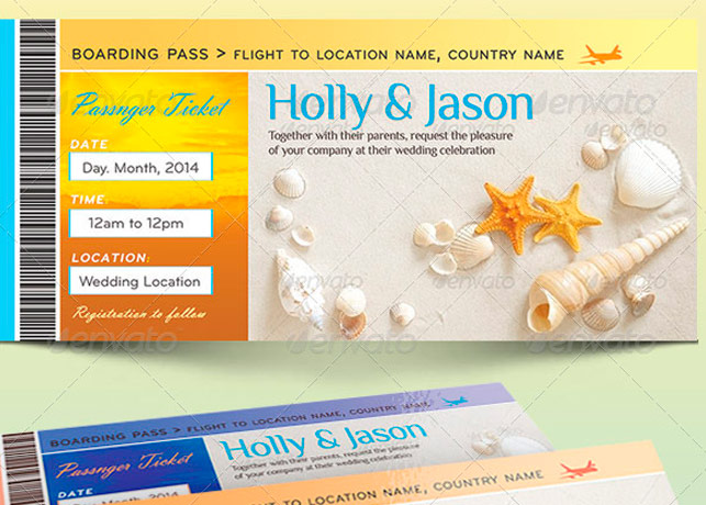 Boarding Pass Wedding Invitation Template