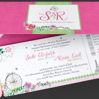 French Wedding Boarding Pass Invitation Template