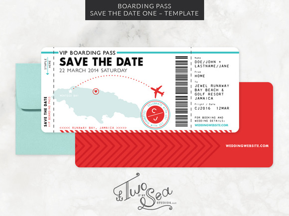 Boarding Pass Save the Date Template