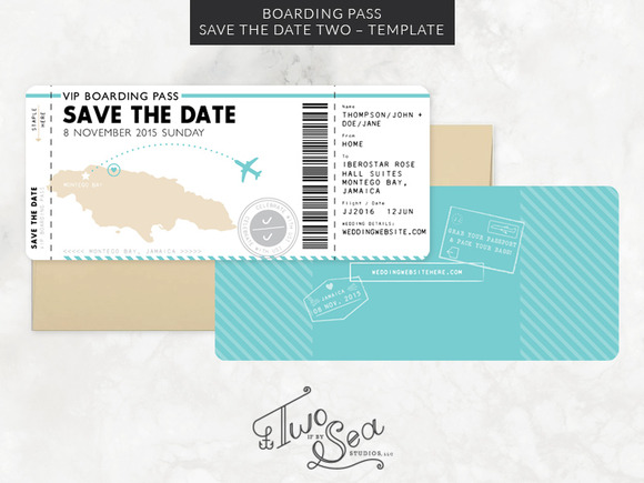 Boarding Pass Save the Date Template