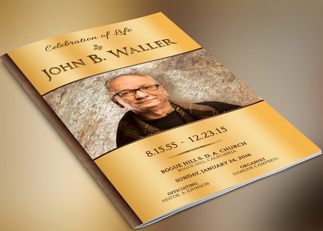 by Godserv Marketplace in Templates Brochures Solid Gold Funeral Program Template