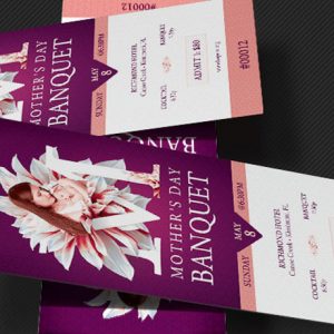 Mothers Day Banquet Ticket Photoshop Template