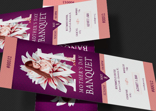 Mothers Day Banquet Ticket Photoshop Template