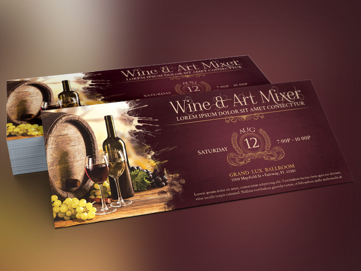 Vintage Wine Art Mixer Flyer Template