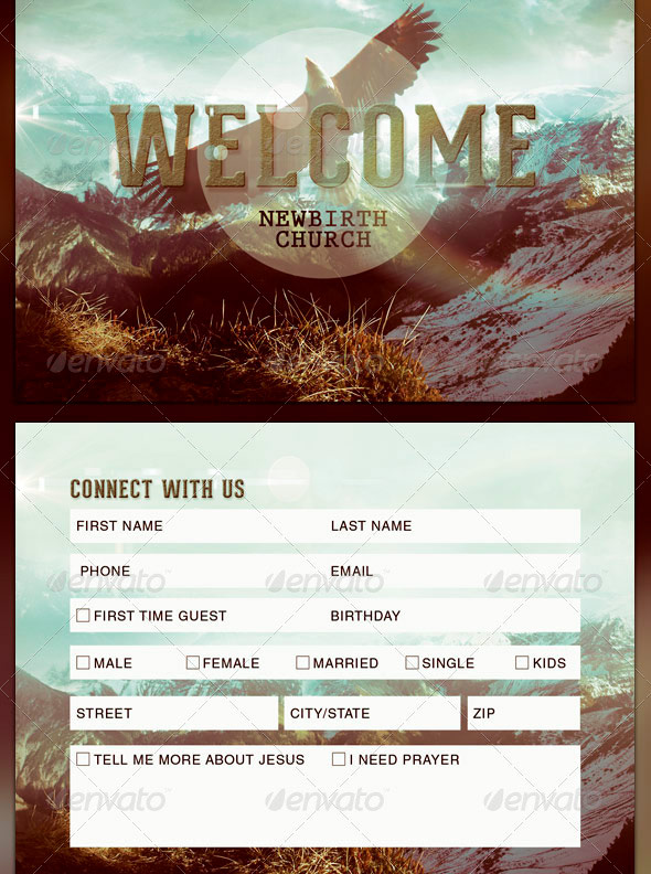 Flying High Church Connect Card Template