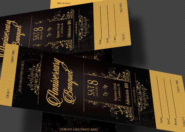 Golden Anniversary Banquet Ticket Template