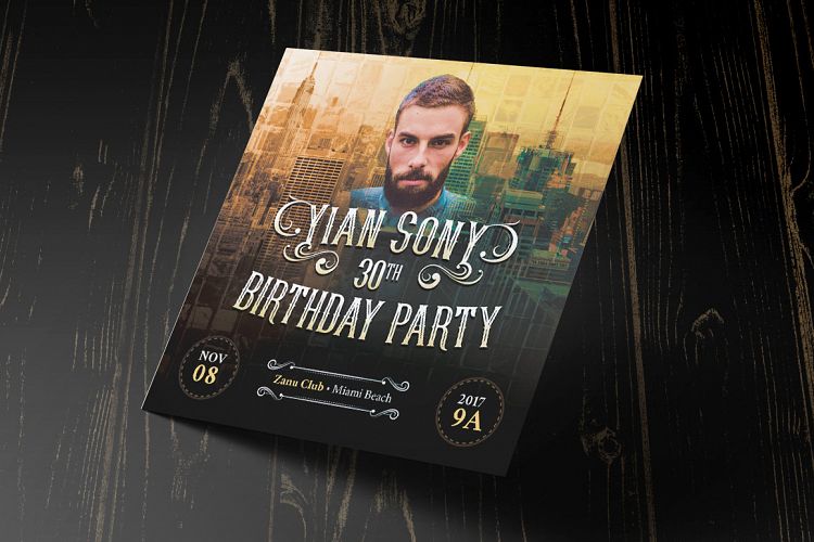Hipster Small Birthday Party Flyer Template