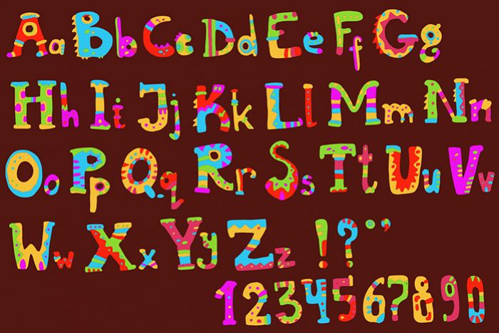 Free Ethnic brush painted vector alphabet