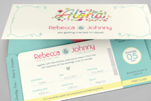 Hawaiian Wedding Boarding Pass Invitation Template